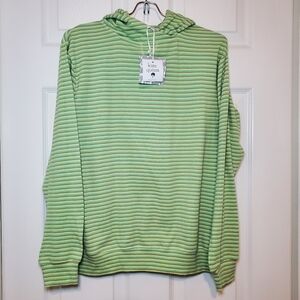 Kate Quinn Womens long sleeve Henley hoodie, Striped, XS Organic